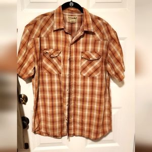 VINTAGE US Expedition Men's Short Sleeve Western Shirt Size L Brown/Tan
